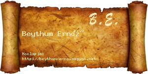 Beythum Ernő névjegykártya